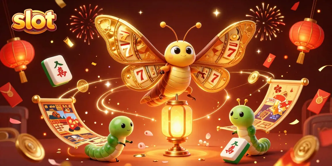 Spin the winning slot reels in a vibrant, colorful casino scene with an atlas moth.