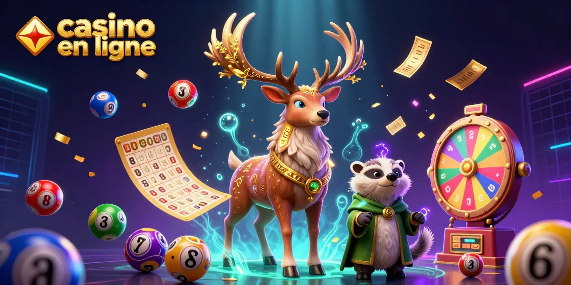 Jouez à des jeux captivants de casino en ligne avec un druid stag, des boules de loterie colorées et une ambiance mystique.
