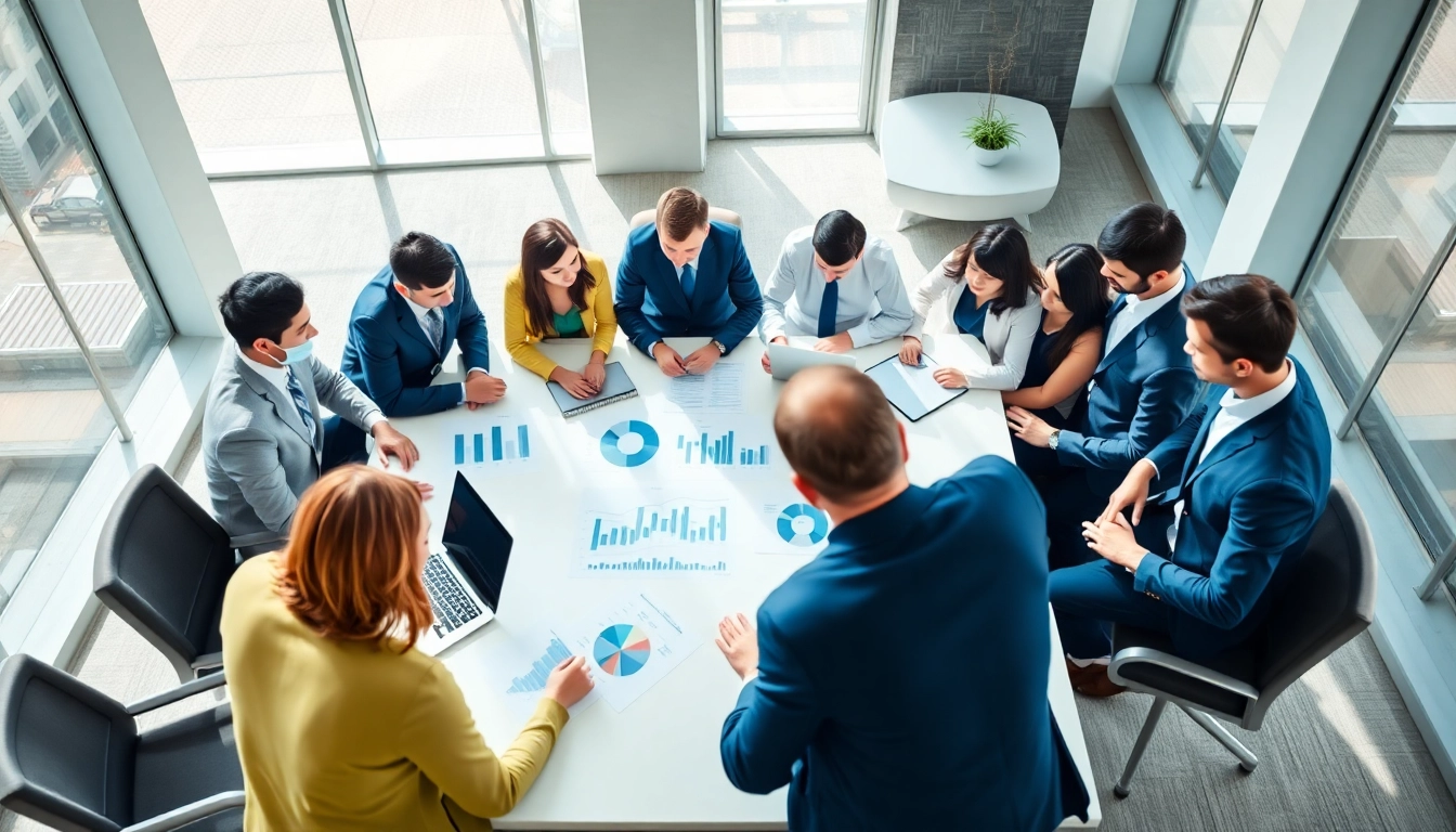 Analyze competitor pricing strategies with a diverse business team in a modern office setting.