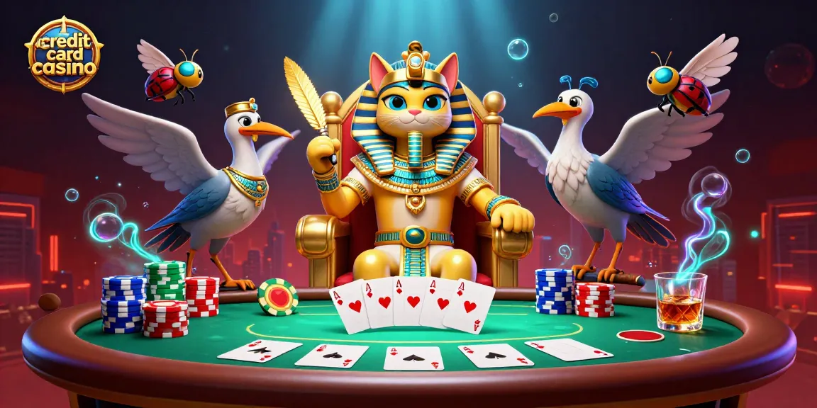 Experience thrilling gameplay at a credit card casino with vibrant characters and dynamic poker elements.