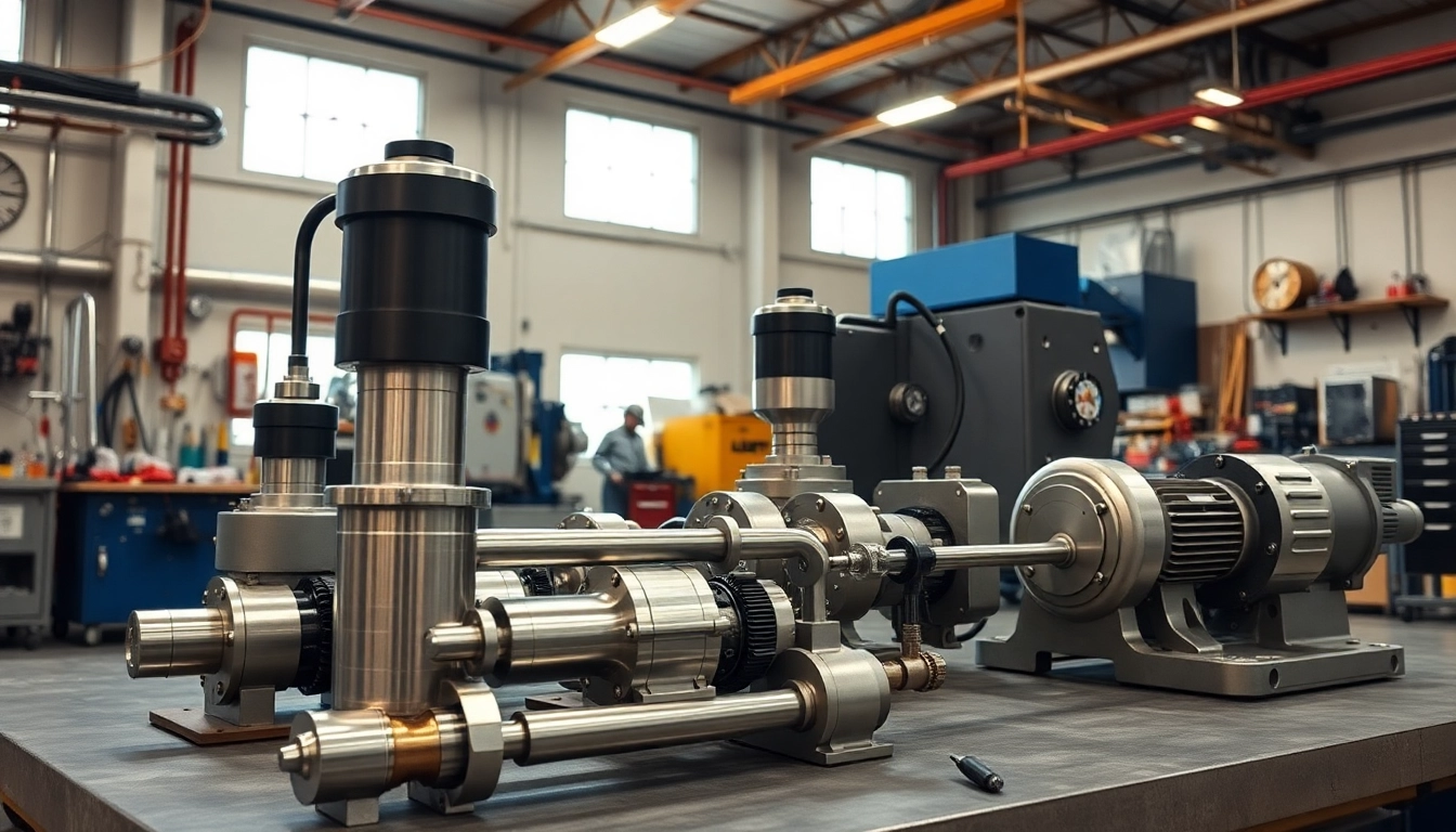 Showcasing custom hydraulic equipment in a well-organized industrial workshop, emphasizing functionality.