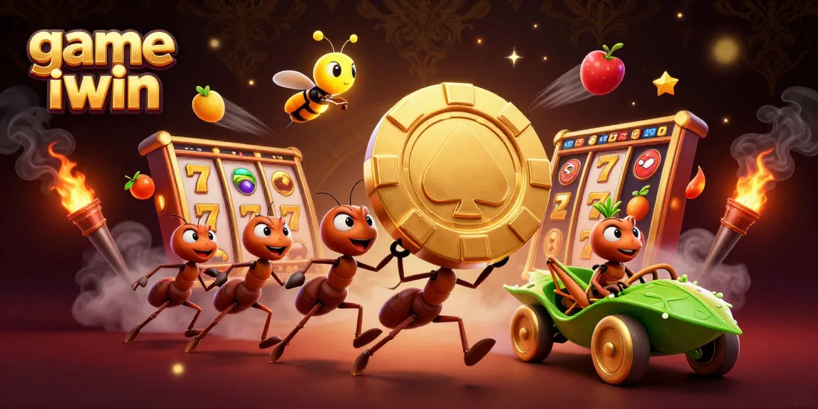 Experience the thrill of game iwin with ants on a casino heist adventure featuring gold elements and slot symbols.