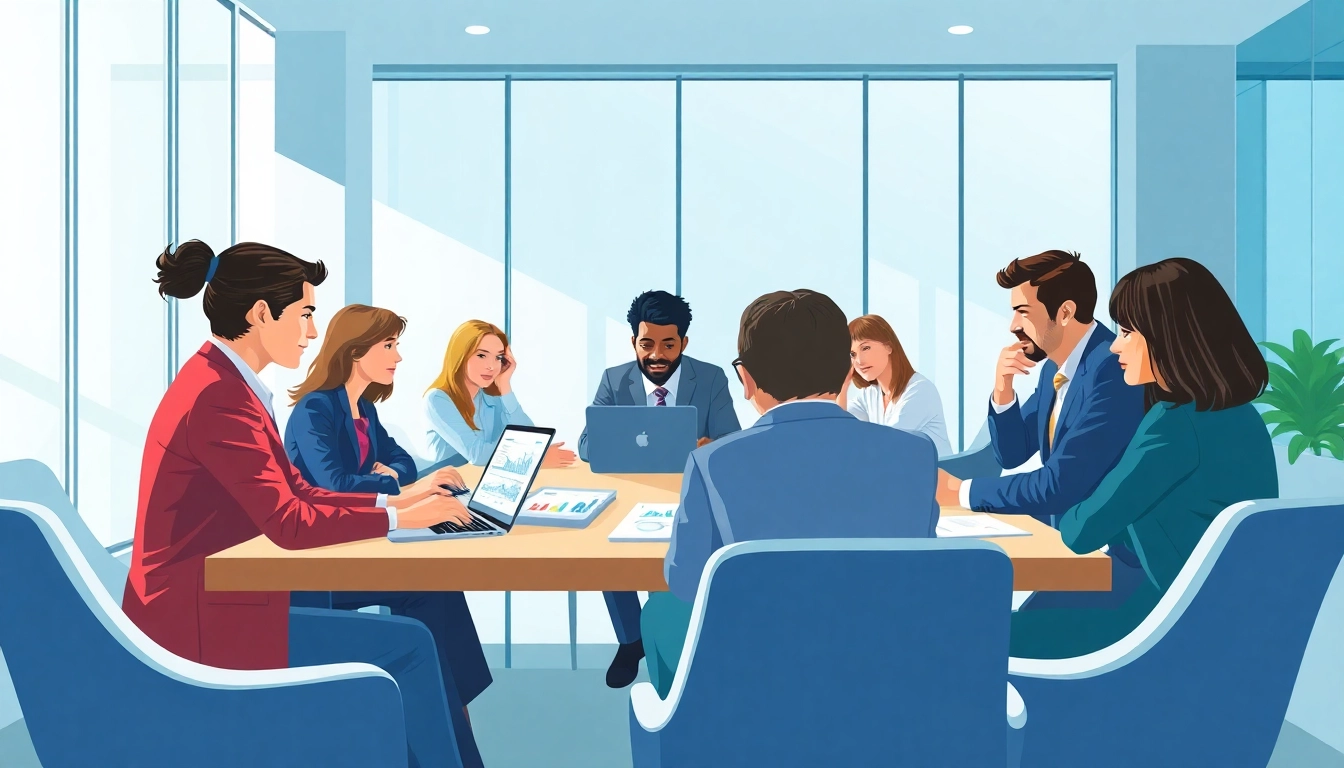 Analyzing competitor pricing strategies with business professionals collaborating effectively