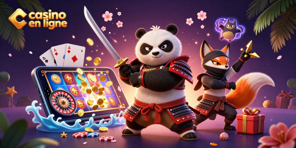 Découvrez des jeux captivants de casino en ligne avec un panda samouraï et un renard ninja.