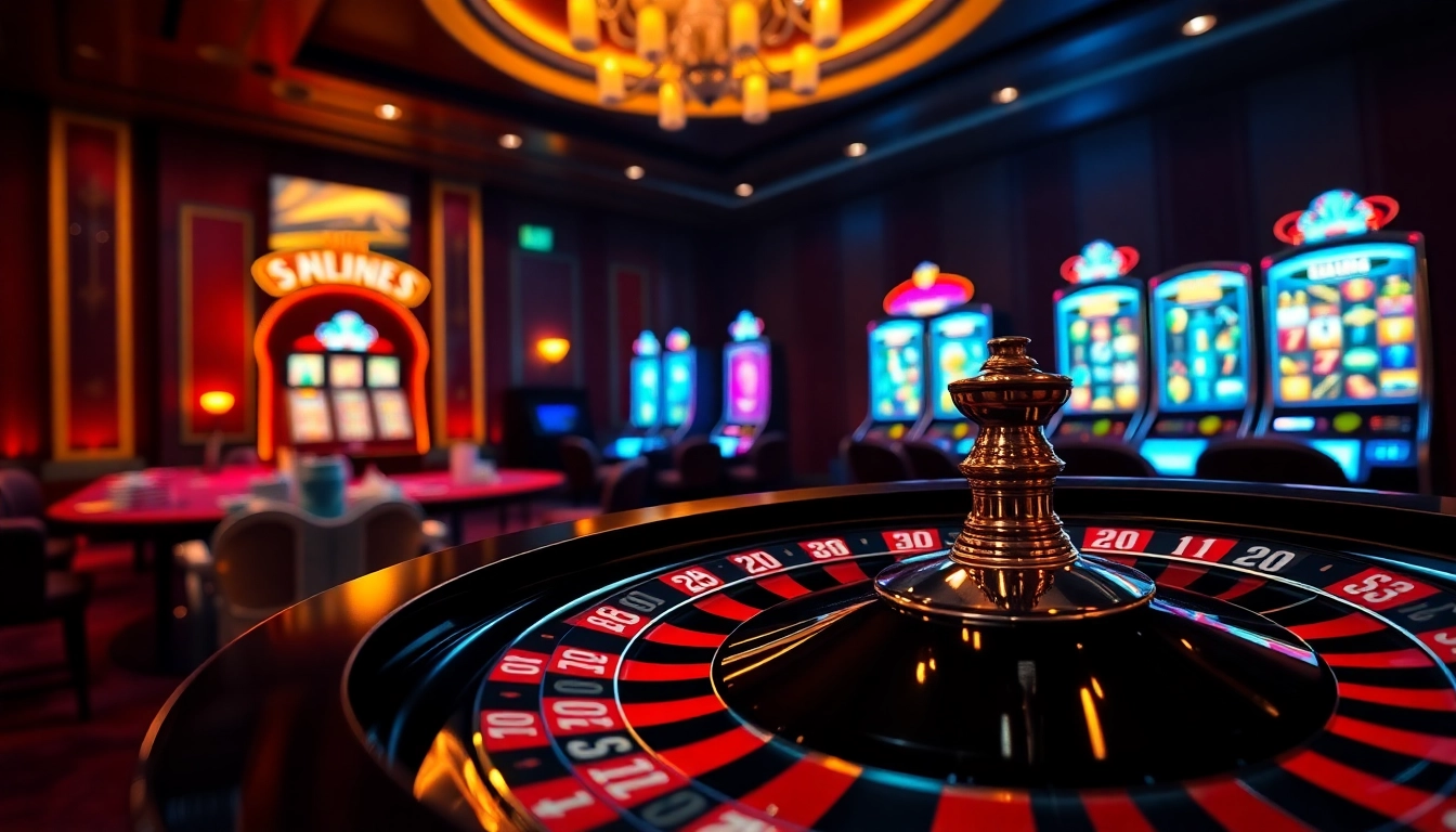 Vivez le frisson du casino en ligne argent réel France avec des roues de roulette colorées et des jetons vibrants.