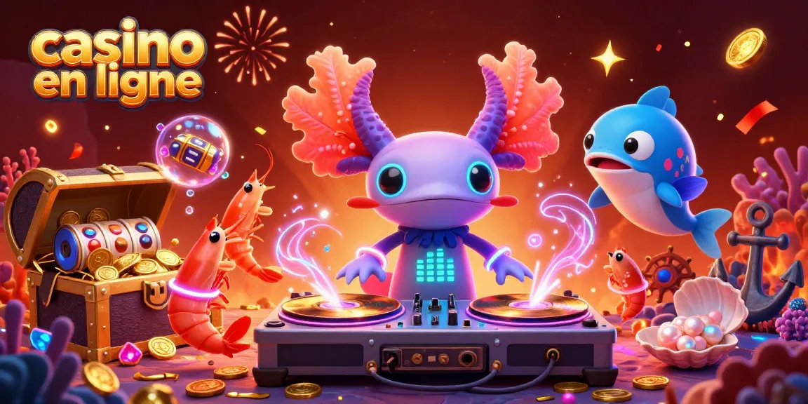Découvrez un casino en ligne vibrant avec un DJ axolotl et des jeux d'argent sous-marin.