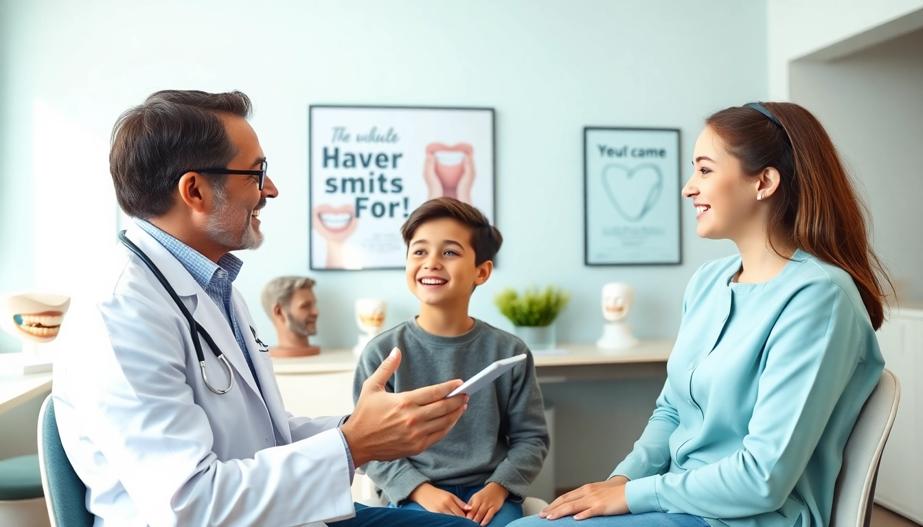 Edmonton orthodontist engaging with a young patient in a professional consultation.