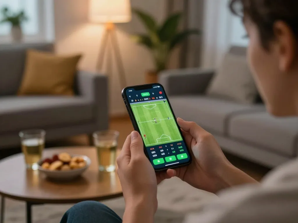 Engaging in live sports betting on smartphone with SIGAPBET, capturing real-time odds and excitement.