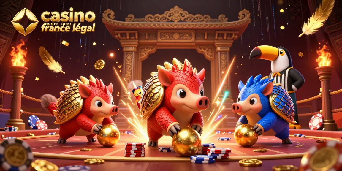 Jeux d'argent avec les casinos en ligne France légal représentés par des pangolins rivaux.