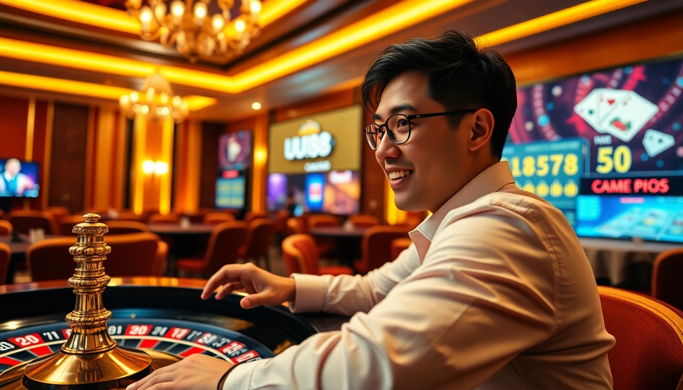 Experience the excitement of online gaming at UU88 with immersive casino visuals.
