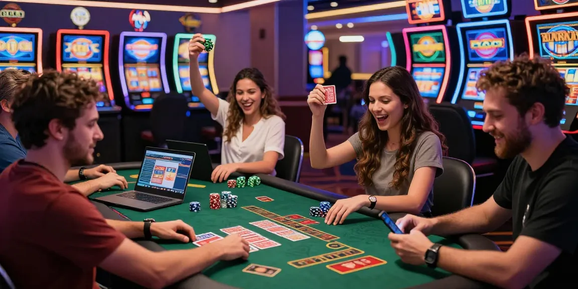 Dynamic scene at credit card casinos showcasing players enjoying games at https://mvc.org.uk, highlighting excitement and variety.
