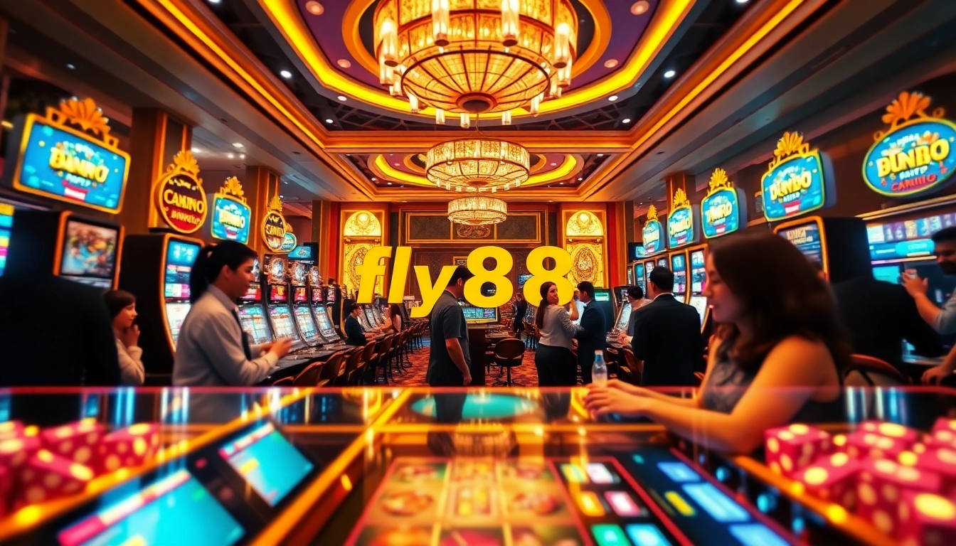 fly88 vip casino experience with luxurious gaming tables and vibrant atmosphere