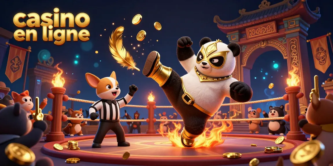 Jouez au casino en ligne avec des personnages animés et une ambiance festive pleine de jetons d'or.