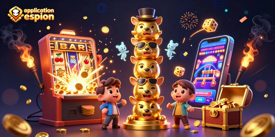 Jouez à l'application espion et découvrez les jeux de casino dans une scène animée remplie de richesses.