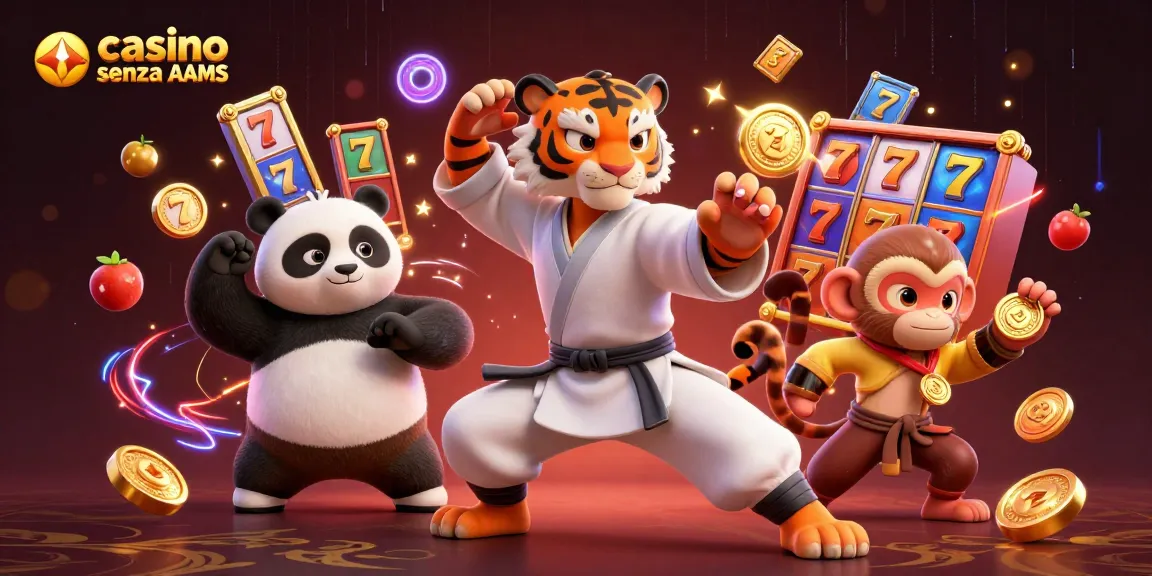 Gioca ai migliori casinò senza AAMS con una tigre maestro e un panda, immersi nei colori vivaci.