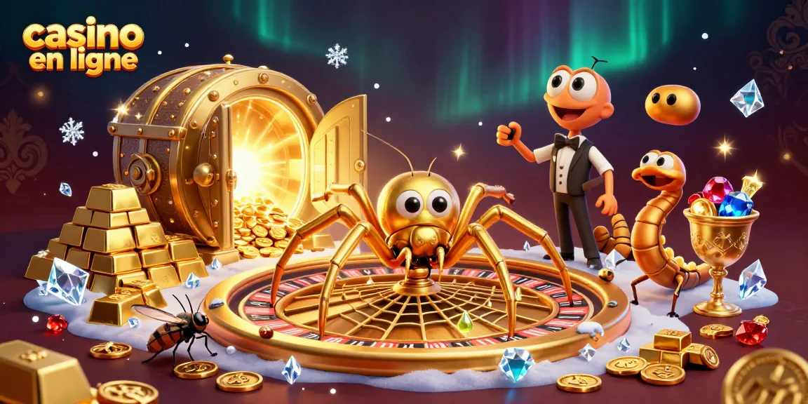 Un jeu captivant dans un casino en ligne avec une araignée dorée et une ambiance luxueuse.