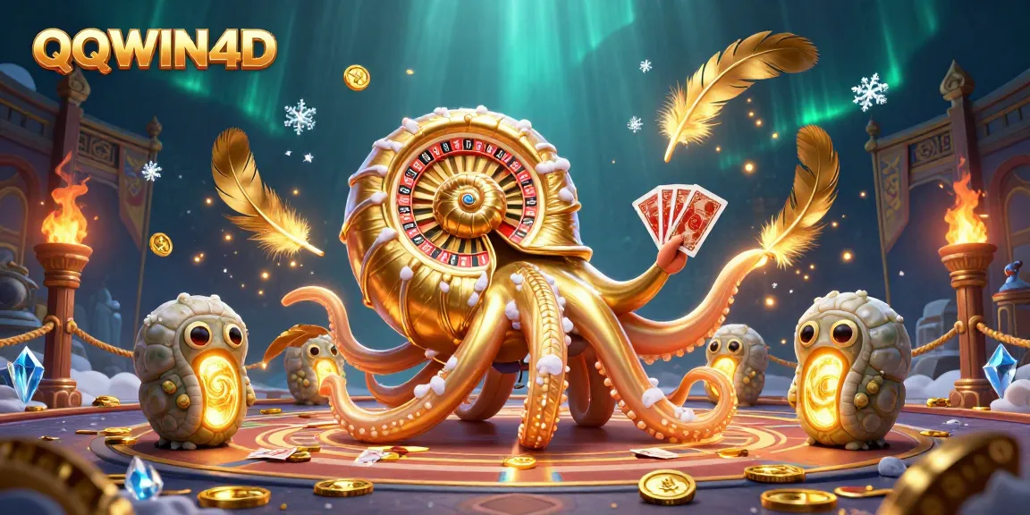 Menangkan permainan di QQWIN4D dengan nautilus raksasa, kartu, dan koin emas.