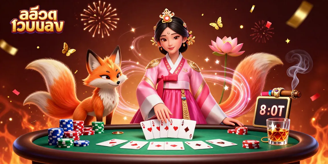 เล่นสล็อตเว็บตรง with vibrant 3D characters and dynamic casino elements in a colorful scene.