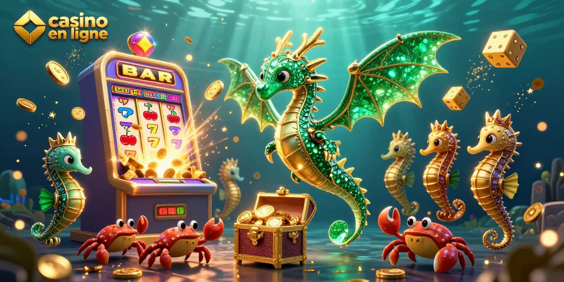 Célébrez l'excitation du casino en ligne avec un dragon marin et des machines à sous dynamiques.