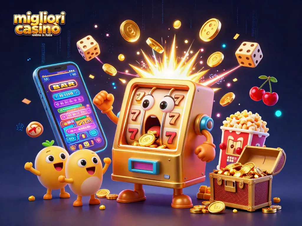 I migliori casinò online in Italia con una slot machine dorata che vince il jackpot e distribuisce monete d'oro.