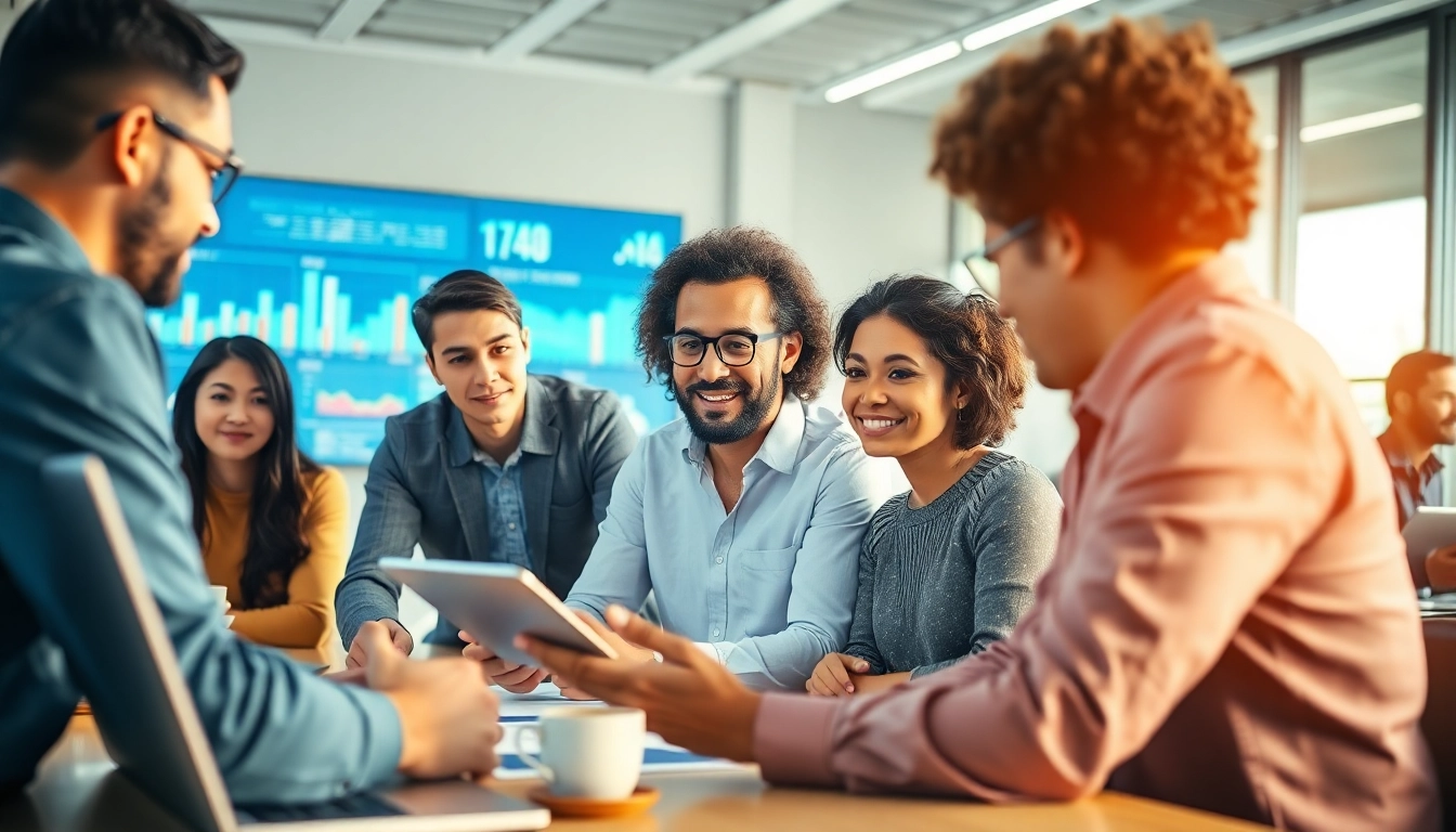 Dynamic ai assistant for enterprise teams collaborating with professionals in a modern office.