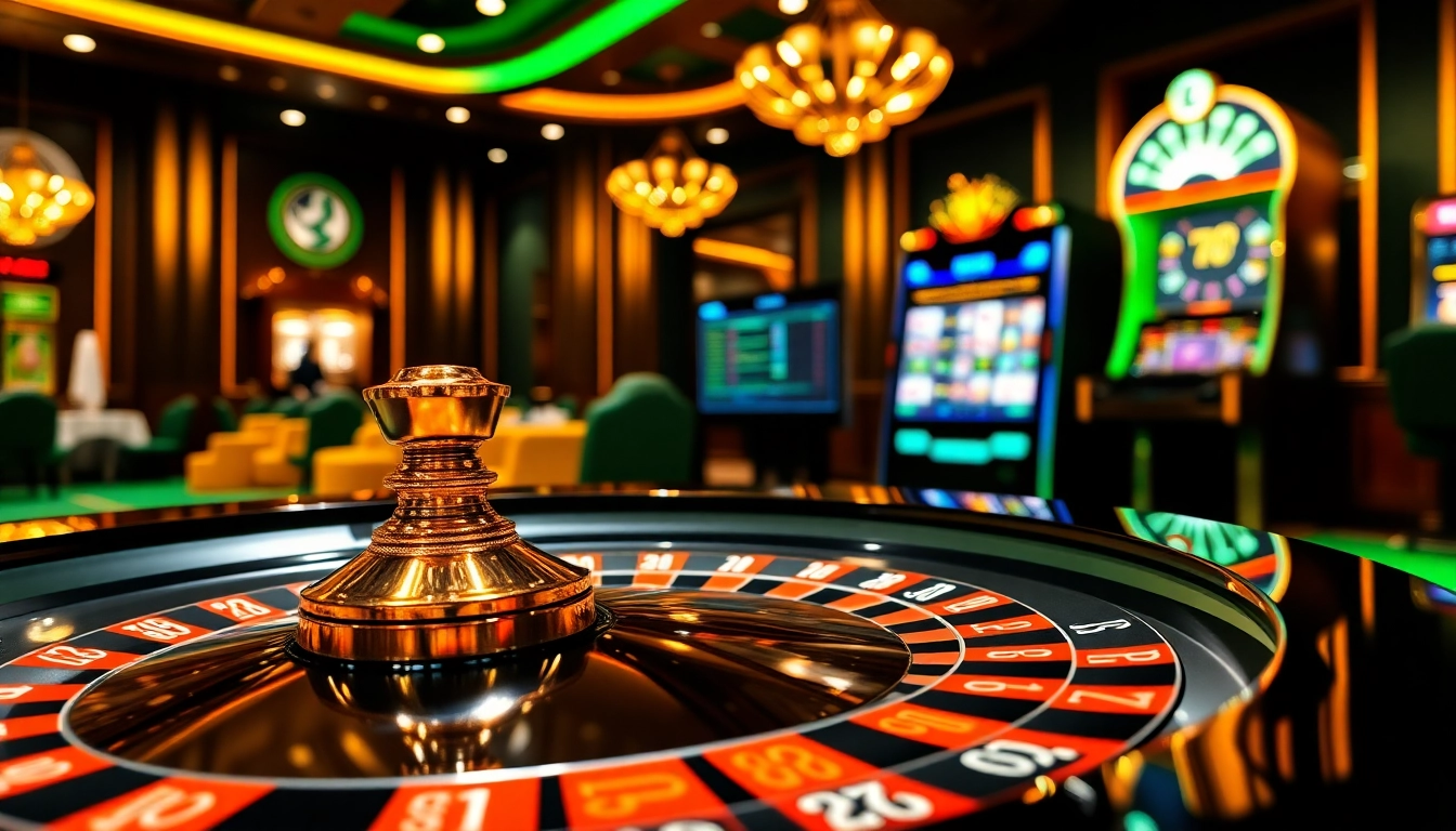 Découvrez l'excitation du casino en ligne argent réel France avec une table de roulette de luxe et une machine à sous high-tech.