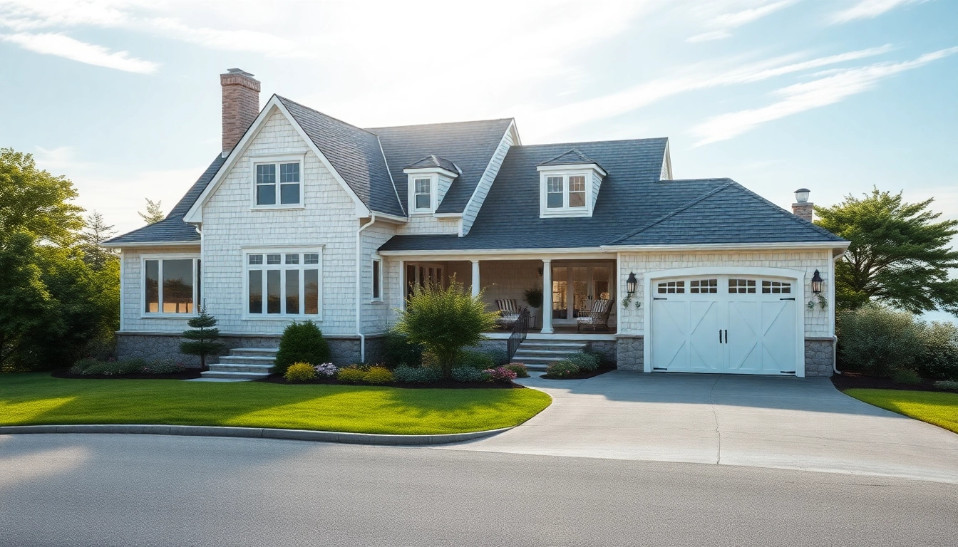 Stunning cape cod home design featuring a stylish expansion and attached garage.
