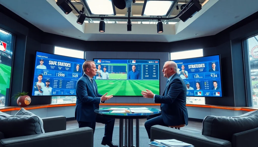 mlb중계와 함께하는 프로 야구 분석가들이 전략을 논의하는 모습