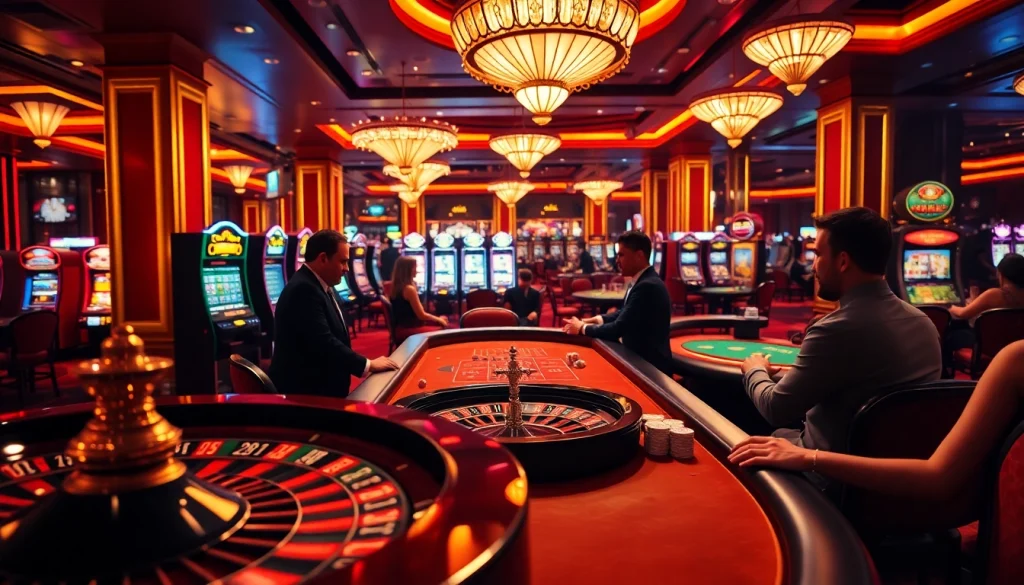 Dynamic gaming environment featuring mm88 video branding on poker tables.