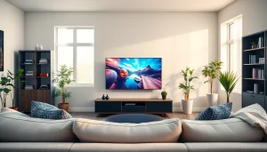 Experience a vibrant living room featuring an iron tv with engaging streaming content.