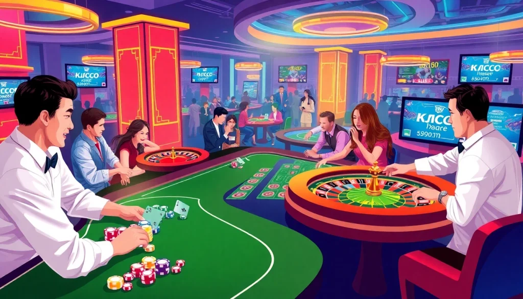 Exciting casino scene showcasing poker and roulette gameplay at KJC AC.