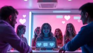 Engaging visual of sex chat AI avatars interacting in a playful digital environment.