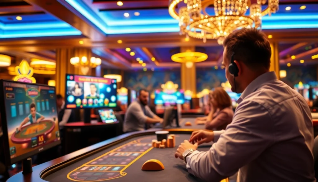 Engaging online casino Oklahoma gaming scene showcasing vibrant digital interactions with players.
