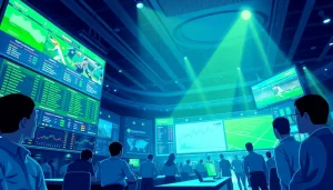 Interactive online sportsbooks South Carolina display, showcasing sports betting options and analytics in a vibrant setting.