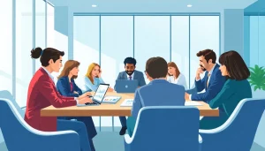 Analyzing competitor pricing strategies with business professionals collaborating effectively