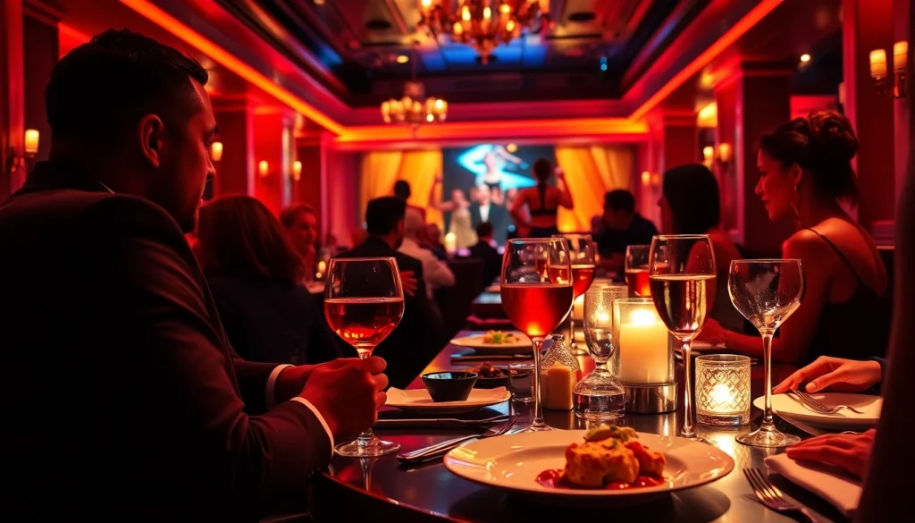 Dinner sxm experience at Club Noir featuring luxury dining, live performances, and crafted cocktails.