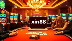 Experience the thrill of xin88 com sòng bạc as players engage at a luxurious poker table.