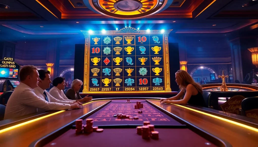 Spin the Olympus 1000 slot machine featuring Greek gods and exciting visuals in a luxury casino.