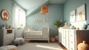MMOO-themed modern nursery with soft pastels and cozy décor for baby