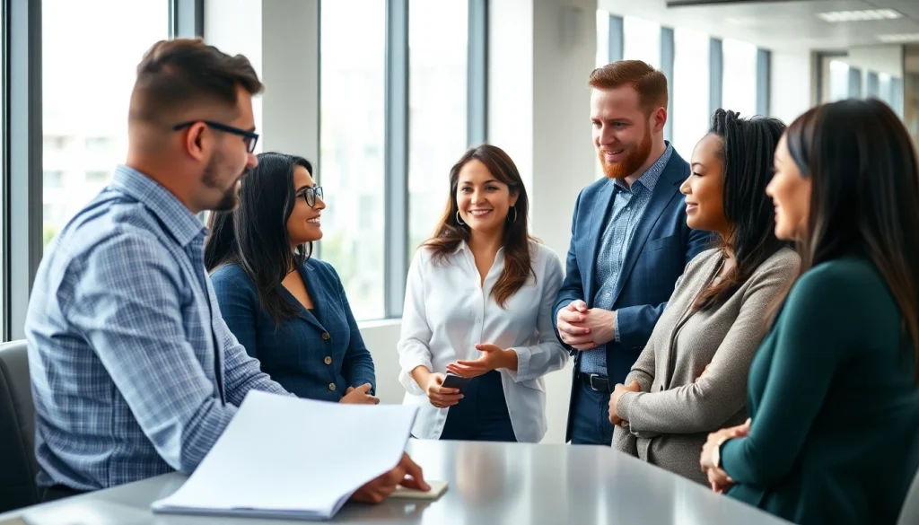 Migration agents Melbourne assisting diverse clients in a modern office