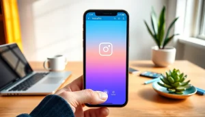Discover the advanced features of the instapro apk showcased on a modern smartphone in a stylish workspace.
