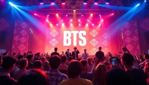 Engaging BTS news concert scene highlighting fan excitement and vibrant stage presence.