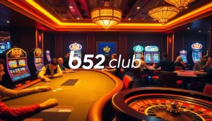 b52club players enjoying high-stakes poker at a vibrant casino table
