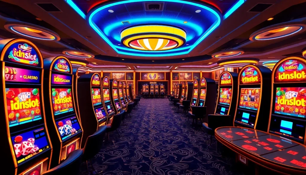 Experience thrills at idnslot with a vibrant online casino featuring slot machines and poker tables.
