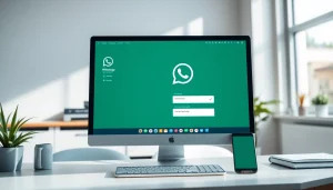 在电脑上显示的 WhatsApp网页版界面，展示无缝的通信功能。