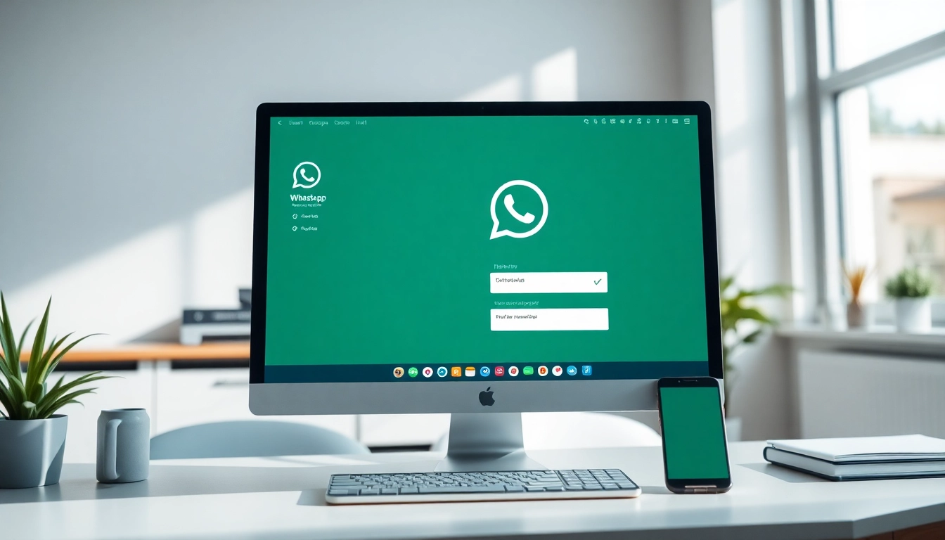 在电脑上显示的 WhatsApp网页版界面，展示无缝的通信功能。