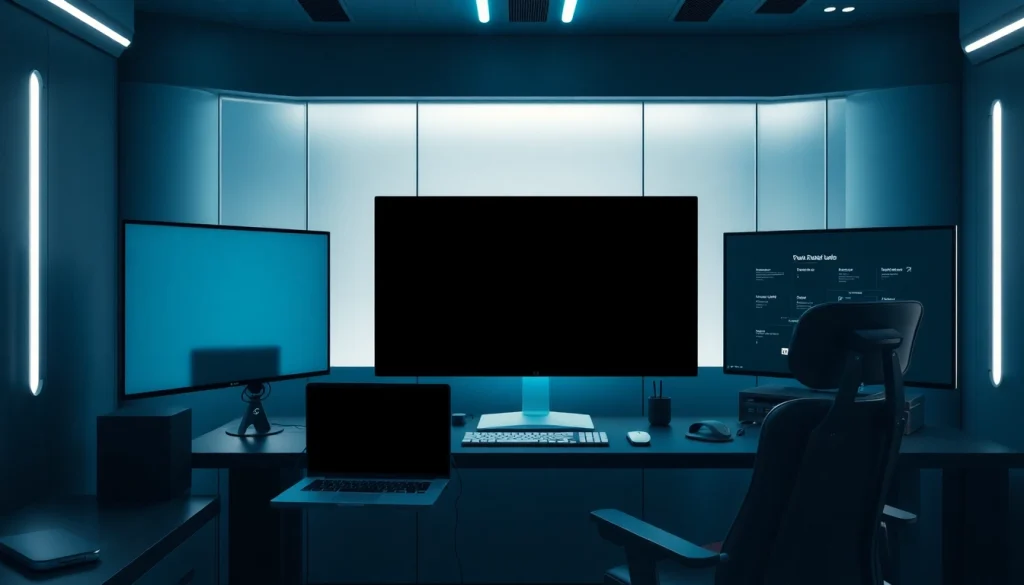 Full black screen displayed in a modern workspace for minimizing distractions and enhancing focus.